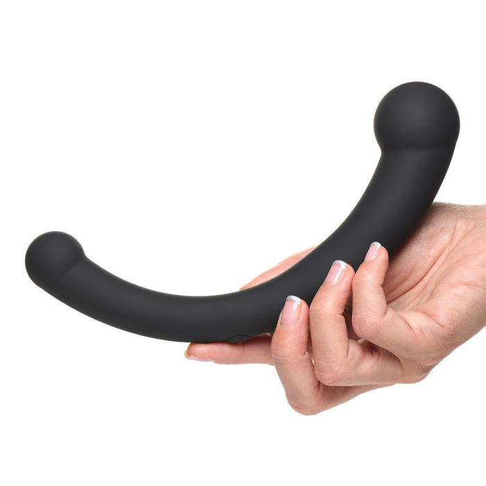 10x Vibra - crescent Vibrating Silicone Dual - ended Dildo - Black - SexToy.com