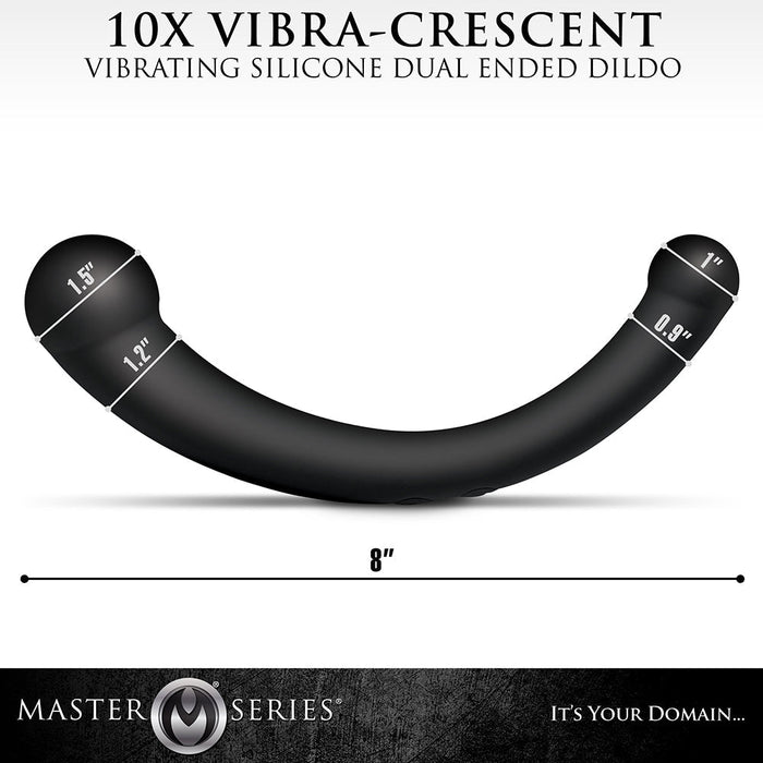 10x Vibra - crescent Vibrating Silicone Dual - ended Dildo - Black - SexToy.com