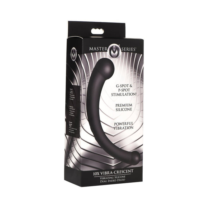 10x Vibra - crescent Vibrating Silicone Dual - ended Dildo - Black - SexToy.com