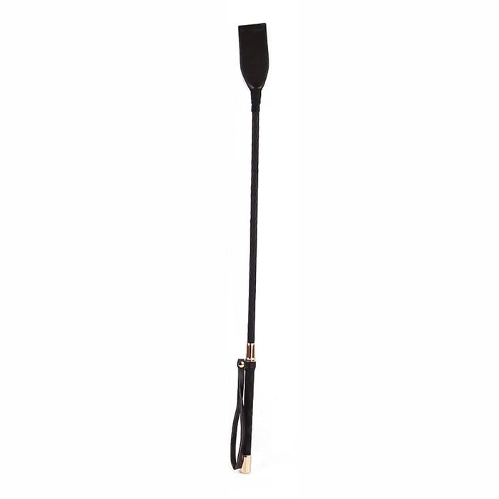 18&quot; PU Golden Tip Riding Crop Black - SexToy.com