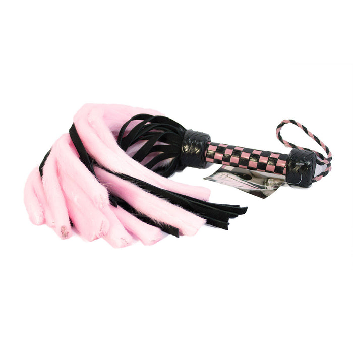 Suede and Fluff MINI Flogger - 18 - Pink/Black