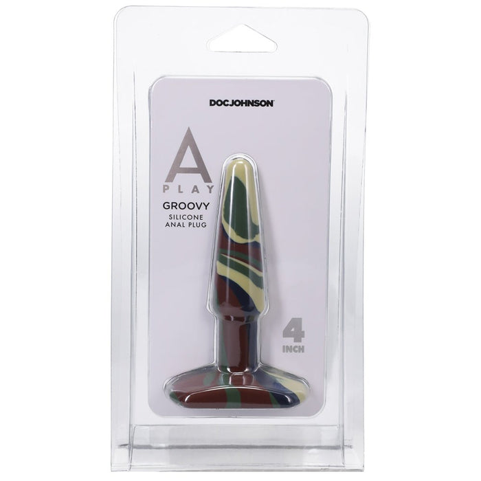 A - play Groovy 4 In. Silicone Anal Plug Camouflage - SexToy.com