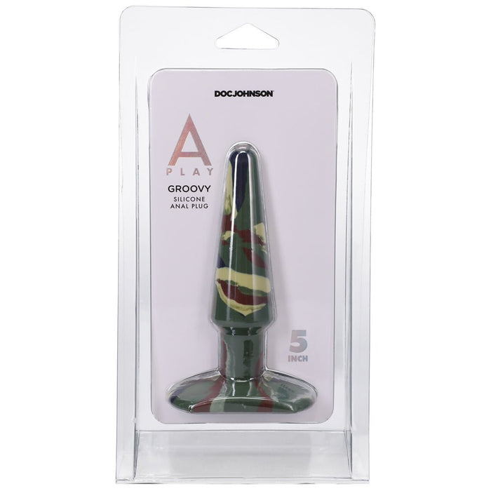 A - play Groovy 5 In. Silicone Anal Plug Camouflage - SexToy.com