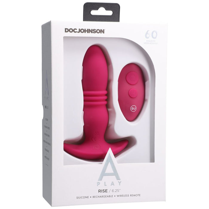 A Play Rise Rechargeable Silicone Anal Plug w/Remote - Pink - SexToy.com