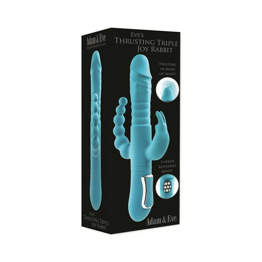 Adam & Eve Eve's Thrusting Triple Joy Rabbit - Teal - SexToy.com