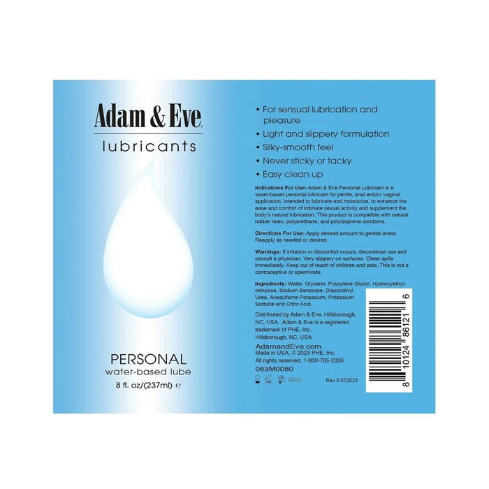 Adam & Eve Personal Water - Based Lubricant 8 oz. - SexToy.com