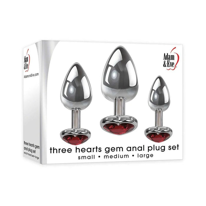 Adam & Eve Three Hearts Gem Anal Plug Set - SexToy.com