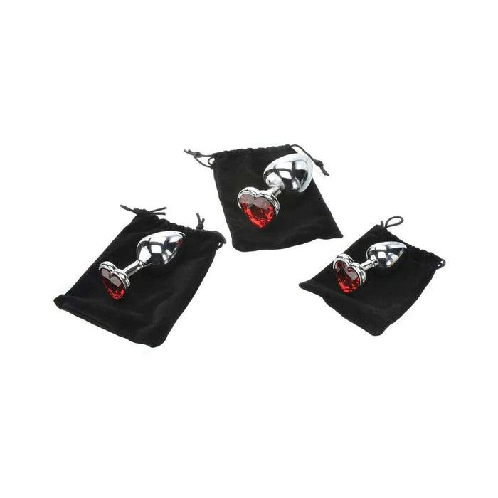 Adam & Eve Three Hearts Gem Anal Plug Set - SexToy.com