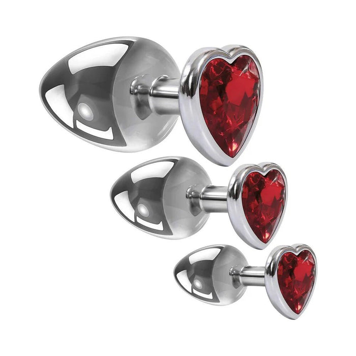 Adam & Eve Three Hearts Gem Anal Plug Set - SexToy.com