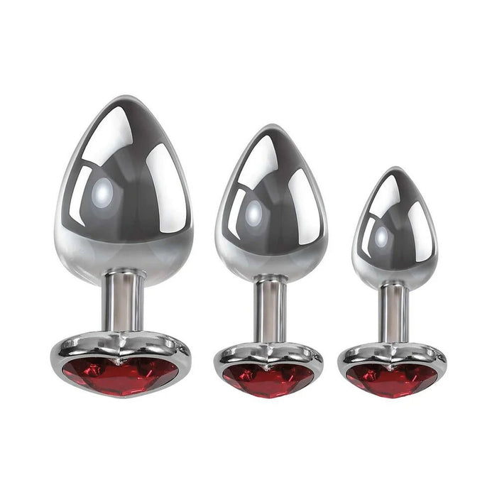 Adam & Eve Three Hearts Gem Anal Plug Set - SexToy.com