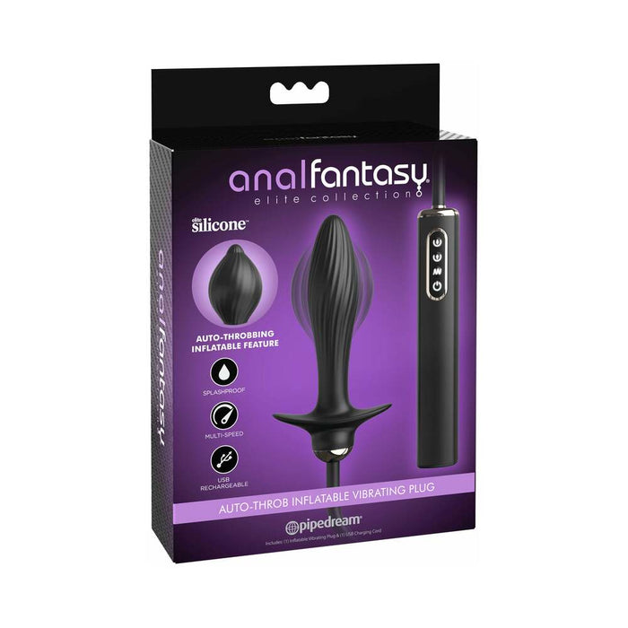 Anal Fantasy Elite Collection Auto Throb Inflatable Vibrating Plug - Black - SexToy.com