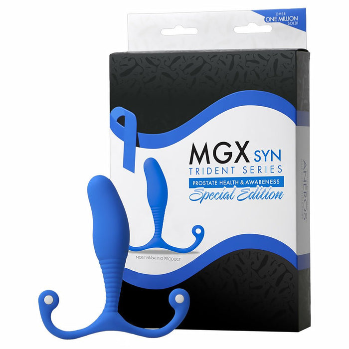 Aneros Special Edition MGX Syn Trident Series Prostate Stimulator - Blue - SexToy.com