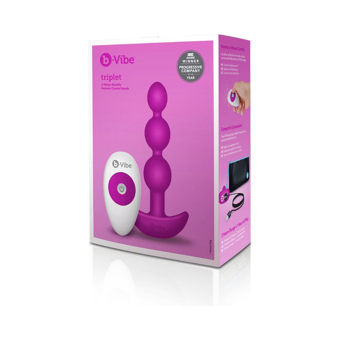 B - Vibe Triplet Beads - Fuchsia - SexToy.com