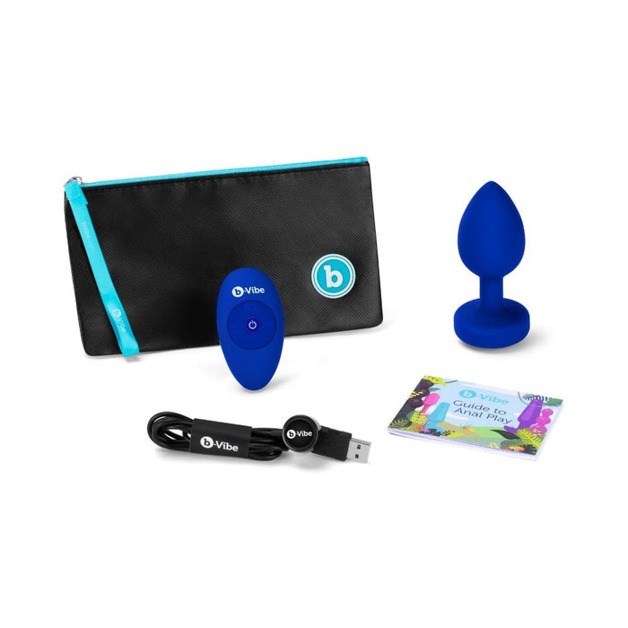 B - Vibe Vibrating Jewel Plug L/XL - Blue Sapphire - SexToy.com