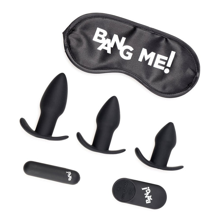 Bang! Backdoor Adventure Remote Control 3 Piece Butt Plug Vibe Kit - Black - SexToy.com