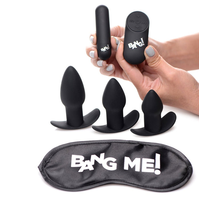 Bang! Backdoor Adventure Remote Control 3 Piece Butt Plug Vibe Kit - Black - SexToy.com