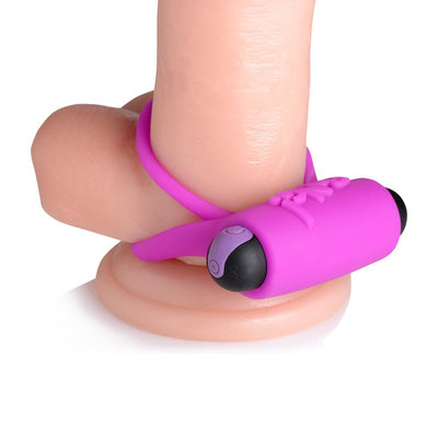 Bang! Vibrating Cock Ring & Bullet w/Remote Control - Purple - SexToy.com