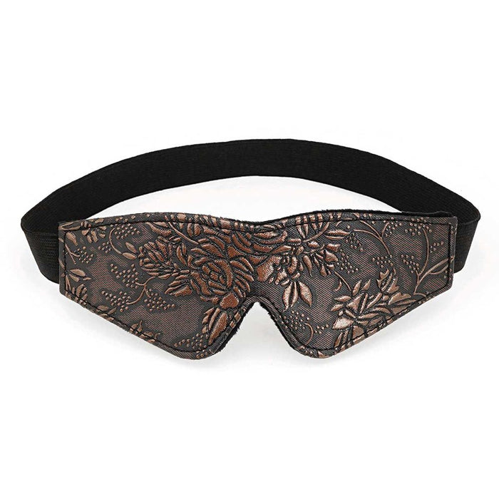 Blindfold Brown Pu Floral Print With Faux Fur Lining - SexToy.com