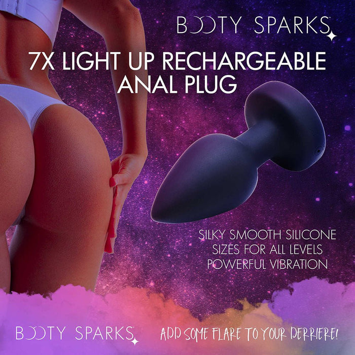 BOOTY SPARKS SILICONE LED PLUG VIBRATING MEDIUM - SexToy.com