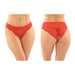 Cassia Crotchless Lace & Mesh Panty Red L/XL - SexToy.com