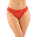 Cassia Crotchless Lace & Mesh Panty Red S/M - SexToy.com