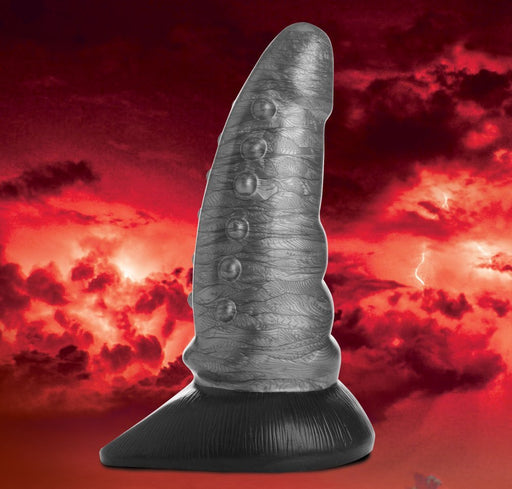 Creature Cocks Beastly Tapered Bumpy Silicone Dildo - Silver/Black - SexToy.com