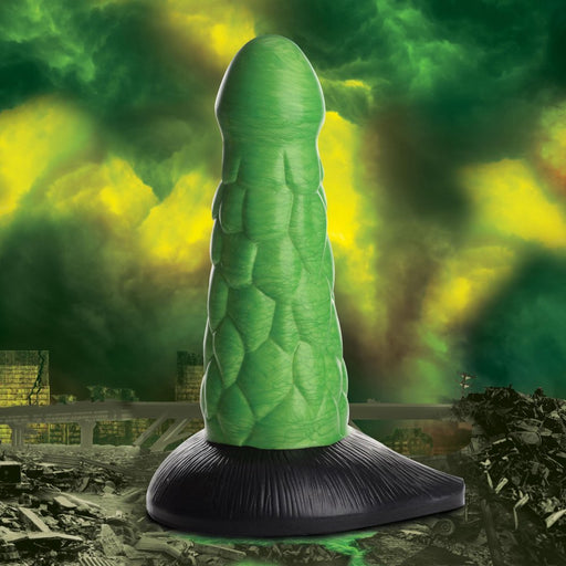 Creature Cocks Radioactive Reptile Thick Scaly Silicone Dildo - Green/Black - SexToy.com