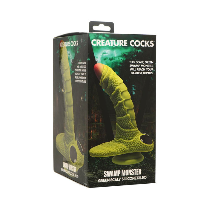 Creature Cocks Swamp Monster Scaly Silicone Dildo - Green - SexToy.com