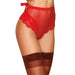 Dreamgirl High - Waisted Fishnet Garter Thong with Lace Detail Ruby L - SexToy.com