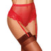 Dreamgirl High - Waisted Fishnet Garter Thong with Lace Detail Ruby M - SexToy.com