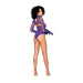 Dreamgirl Metallic Fishnet Seamless Teddy And Matching Shrug Restraint Violet O/s - SexToy.com