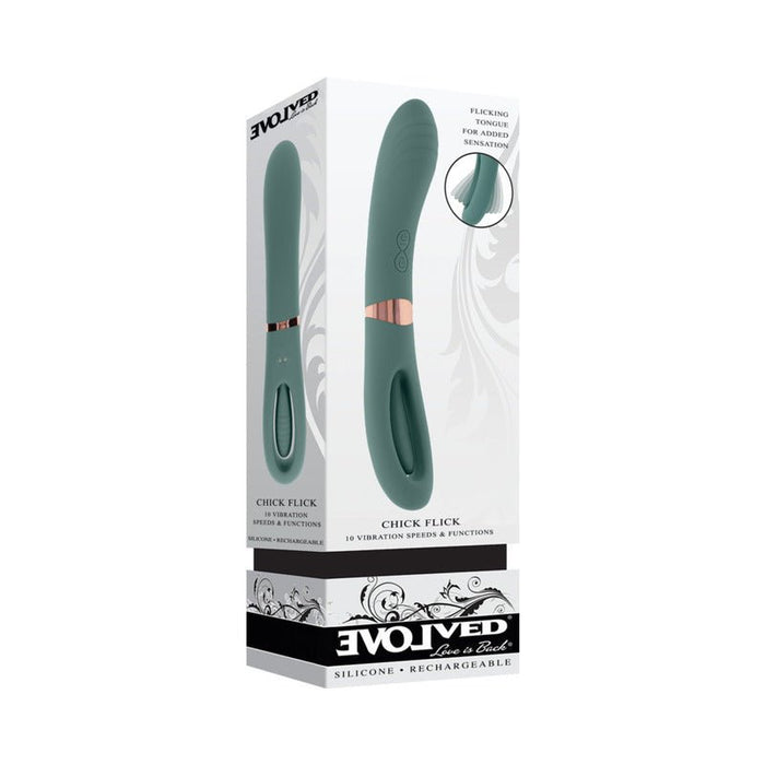 Evolved Chick Flick Rechargeable Vibrator With Flicker Silicone Mint - SexToy.com