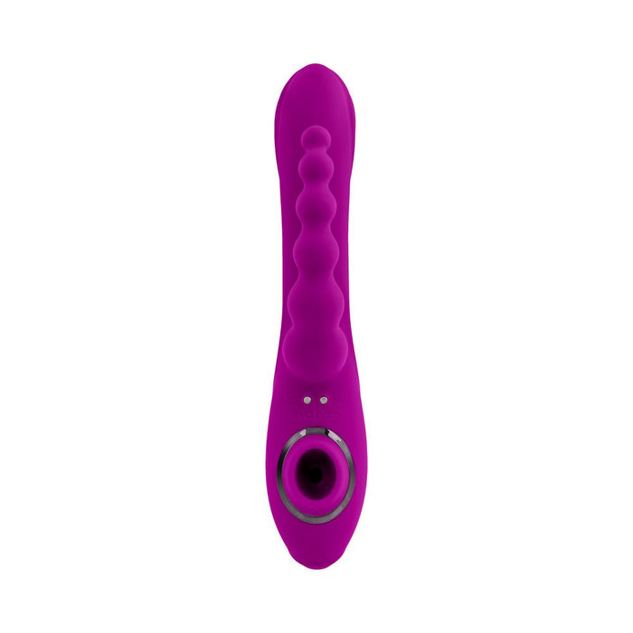 Evolved Fourgasm Rechargeable Triple Stim Vibe with Suction Silicone Purple - SexToy.com