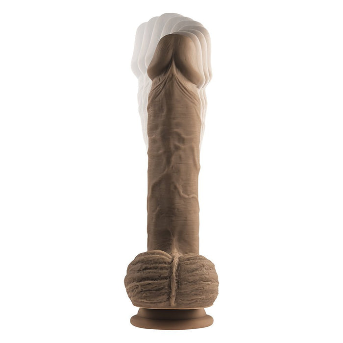 Evolved Full Monty Rechargeable Remote - Controlled Thrusting Twirling 9 in. Silicone Dildo Dark - SexToy.com