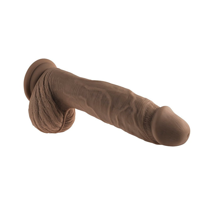 Evolved Full Monty Rechargeable Remote - Controlled Thrusting Twirling 9 in. Silicone Dildo Dark - SexToy.com