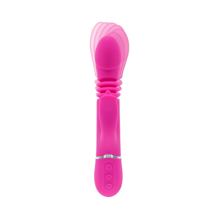 Evolved Pink Dragon Rechargeable Thrusting Dual Stimulator Silicone Pink - SexToy.com