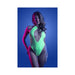 Fantasy Lingerie Glow Nocturnal Keyhole Halter Tie Teddy With Snap Closure Neon Lemon L/xl - SexToy.com