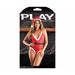 Fantasy Lingerie Play Holidazed Sheer Sparkle Mesh Teddy with Faux Fur Trim: Belt & Santa Hat Red L/XL - SexToy.com