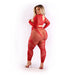 Fantasy Lingerie Sheer Follow Up Longsleeve Open Top: Crotchless Tights & 1 Pair of Pasties Red Queen Size - SexToy.com