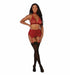 Fishnet & Lace Bralette, Garterbelt, G - String & Choker Garnet O/S - SexToy.com