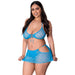 Flirty Hearts Halter Bra&#44; Flutter Skirt & G - String Set Blue Sugar 2Xl - SexToy.com