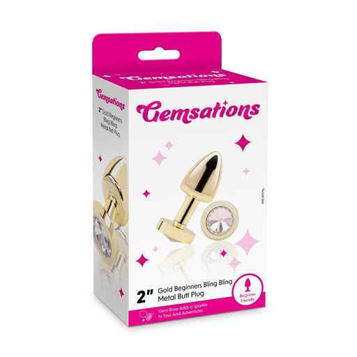 Gemsations 2&quot; Beginners Bling Bling Metal Butt Plug Gold - SexToy.com