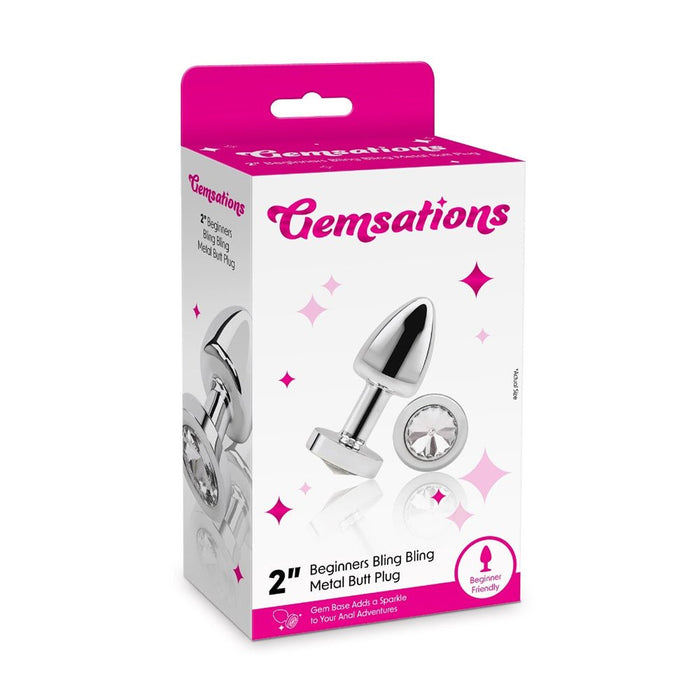 Gemsations 2&quot; Beginners Bling Bling Metal Butt Plug Silver - SexToy.com