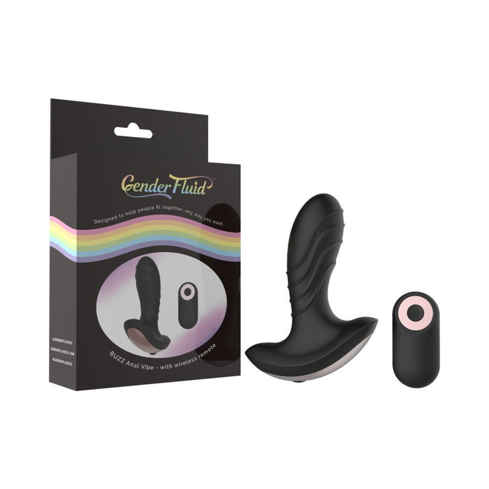 Gender Fluid Buzz Anal Vibe With Remote Silicone Black - SexToy.com