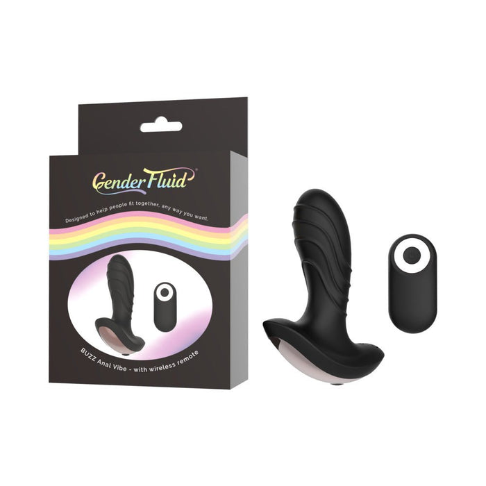 Gender Fluid Buzz Anal Vibe With Remote Silicone Black - SexToy.com