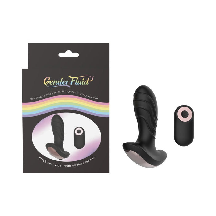 Gender Fluid Buzz Anal Vibe With Remote Silicone Black - SexToy.com