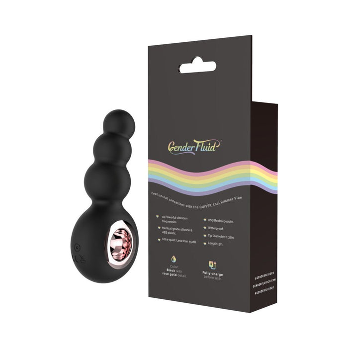 Gender Fluid Quiver Anal Ring Bead Vibe Silicone Black - SexToy.com