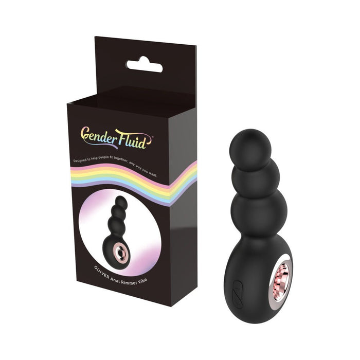 Gender Fluid Quiver Anal Ring Bead Vibe Silicone Black - SexToy.com