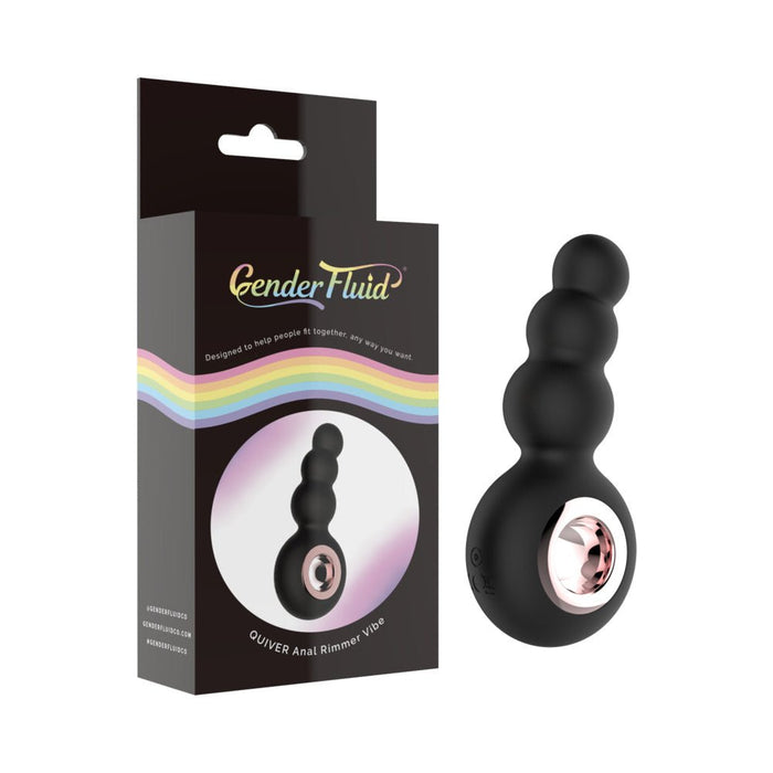 Gender Fluid Quiver Anal Ring Bead Vibe Silicone Black - SexToy.com