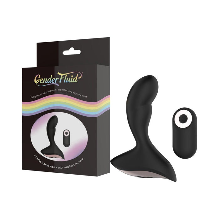 Gender Fluid Rumble Anal Vibe With Remote Silicone Black - SexToy.com